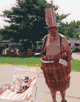 Male Menopause: man in barrel, flag